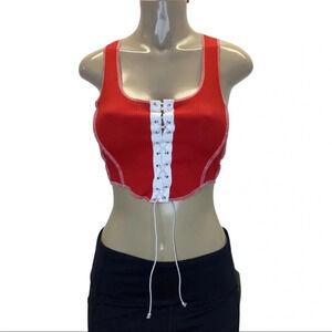Occasion Grommet Lace Up Front Ribbed Style Top NWT